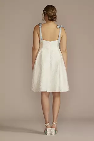 Short Jacquard A-Line Floral Dress with Removable Straps Dress - XNAUWBI