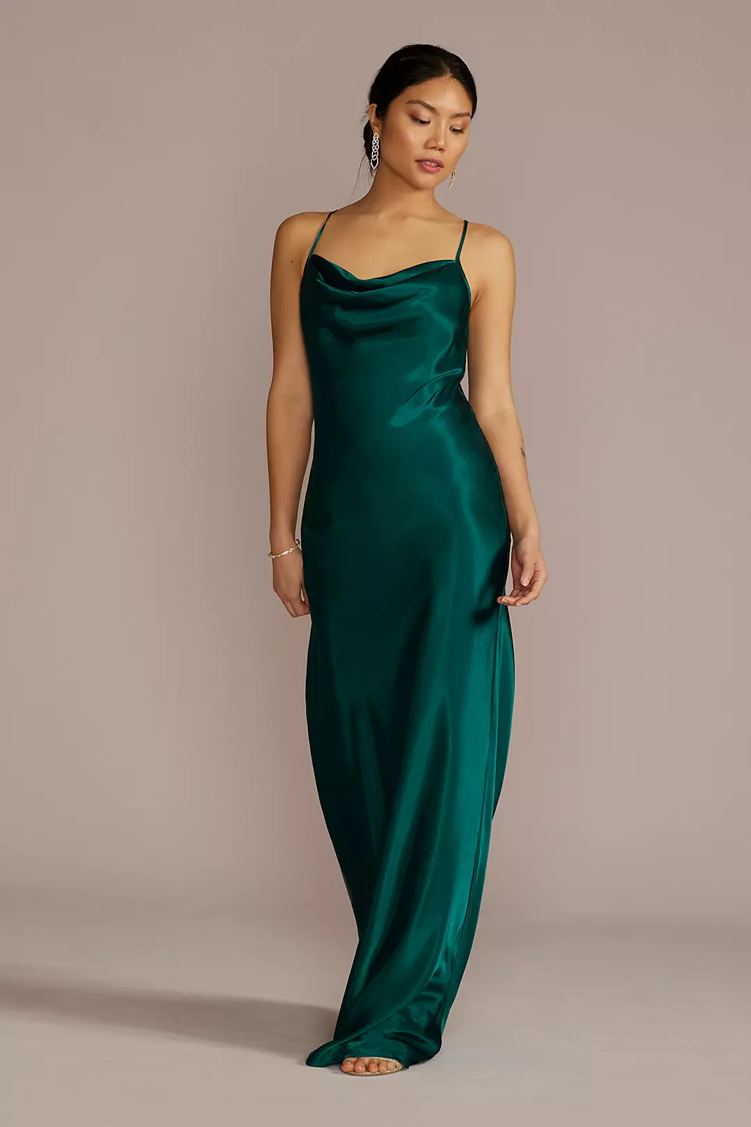 Charmeuse Cowl Neck Dresses - XNAUWBI
