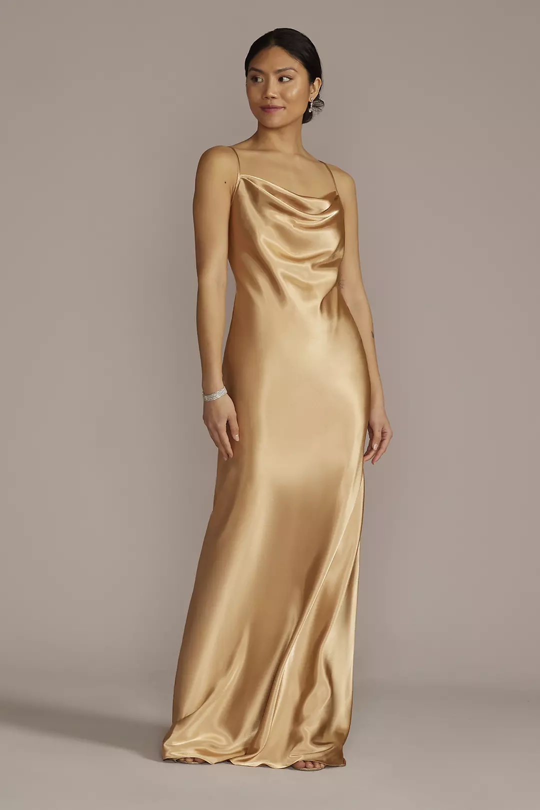 Charmeuse Cowl Neck Dresses - XNAUWBI