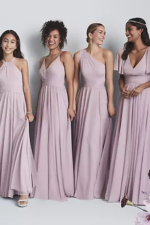 Mesh Cross Waist Spaghetti Strap Bridesmaid Dresses - XNAUWBI