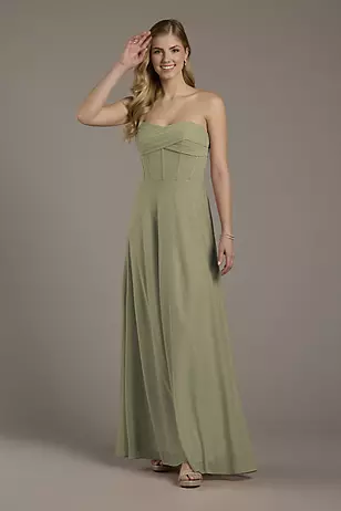 Mesh Twist Bodice Corset A-Line Dresses - XNAUWBI