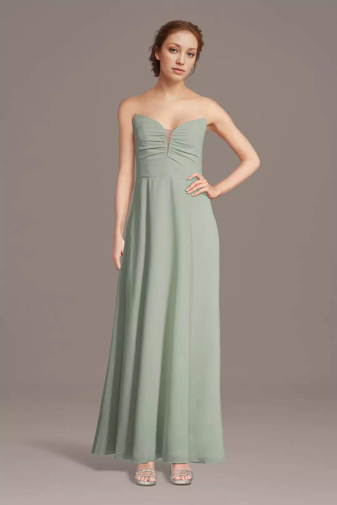 Strapless Chiffon Notch Neck A-Line Dresses - XNAUWBI