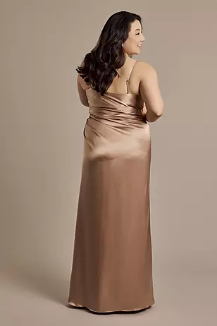 Charmeuse V-Notch Spaghetti Strap Shiny Satin Dresses - XNAUWBI