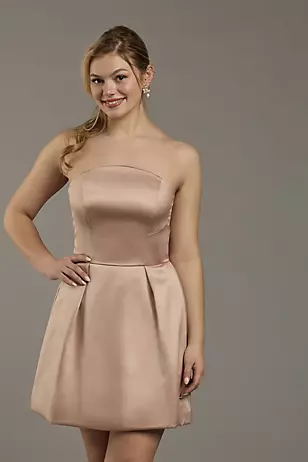 Strapless Short A-Line Dress with Bow Back Dress - XNAUWBI