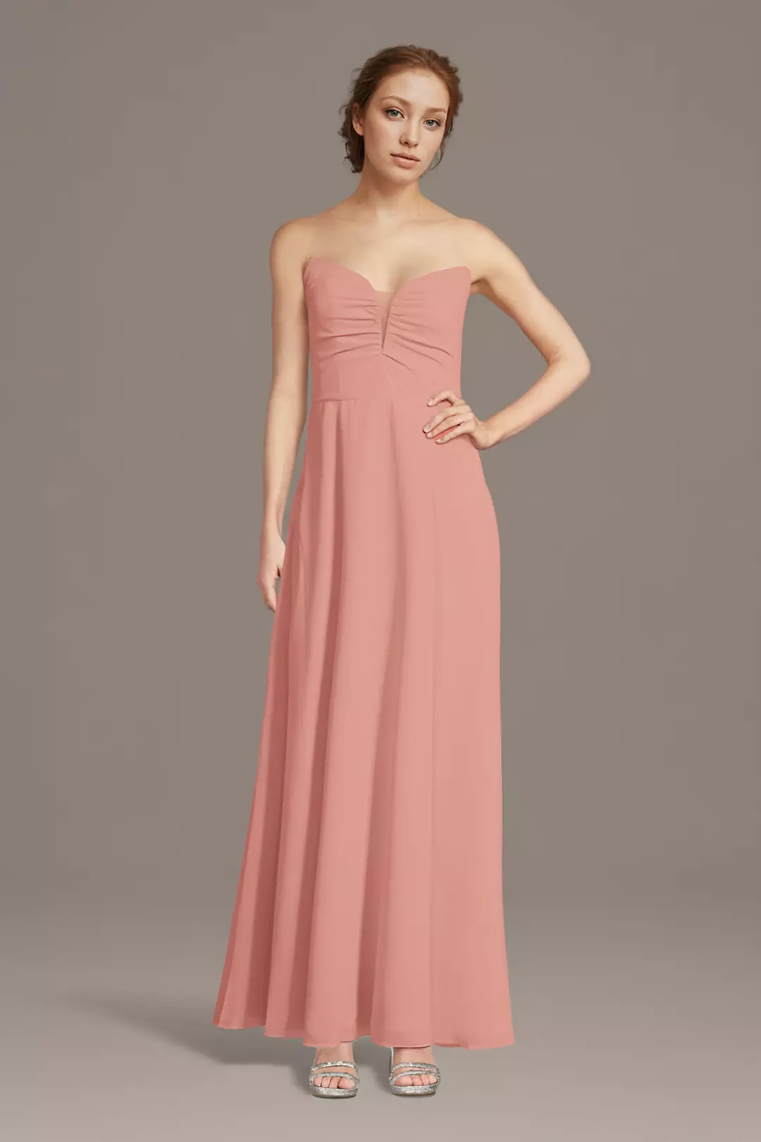 Strapless Chiffon Notch Neck A-Line Dresses - XNAUWBI
