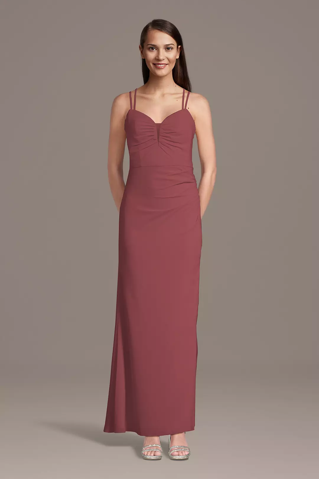 Chiffon Spaghetti Strap Notch Neck A-Line Dresses - XNAUWBI