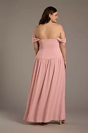 Chiffon Curved Drop Waist Off-the-Shoulder Dresses - XNAUWBI