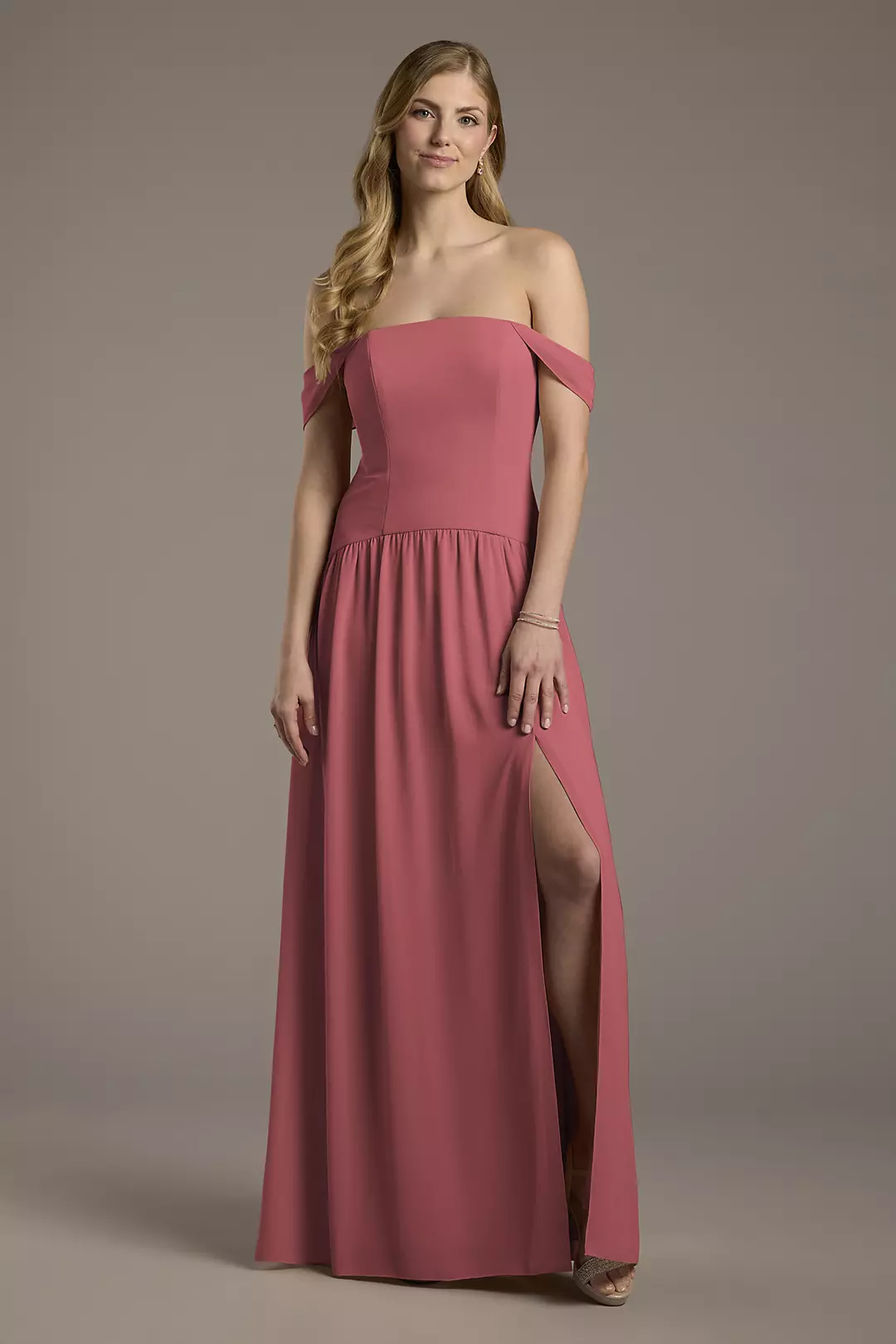 Chiffon Curved Drop Waist Off-the-Shoulder Dresses - XNAUWBI