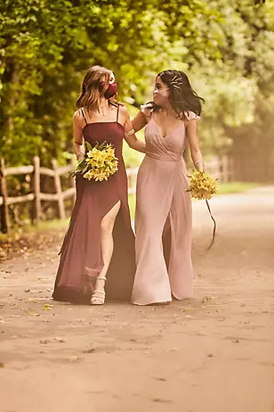 Spaghetti Strap Chiffon Dress with Slit Dress - XNAUWBI