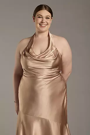 Charmeuse Soft Cowl Neck Sheath Dresses - XNAUWBI