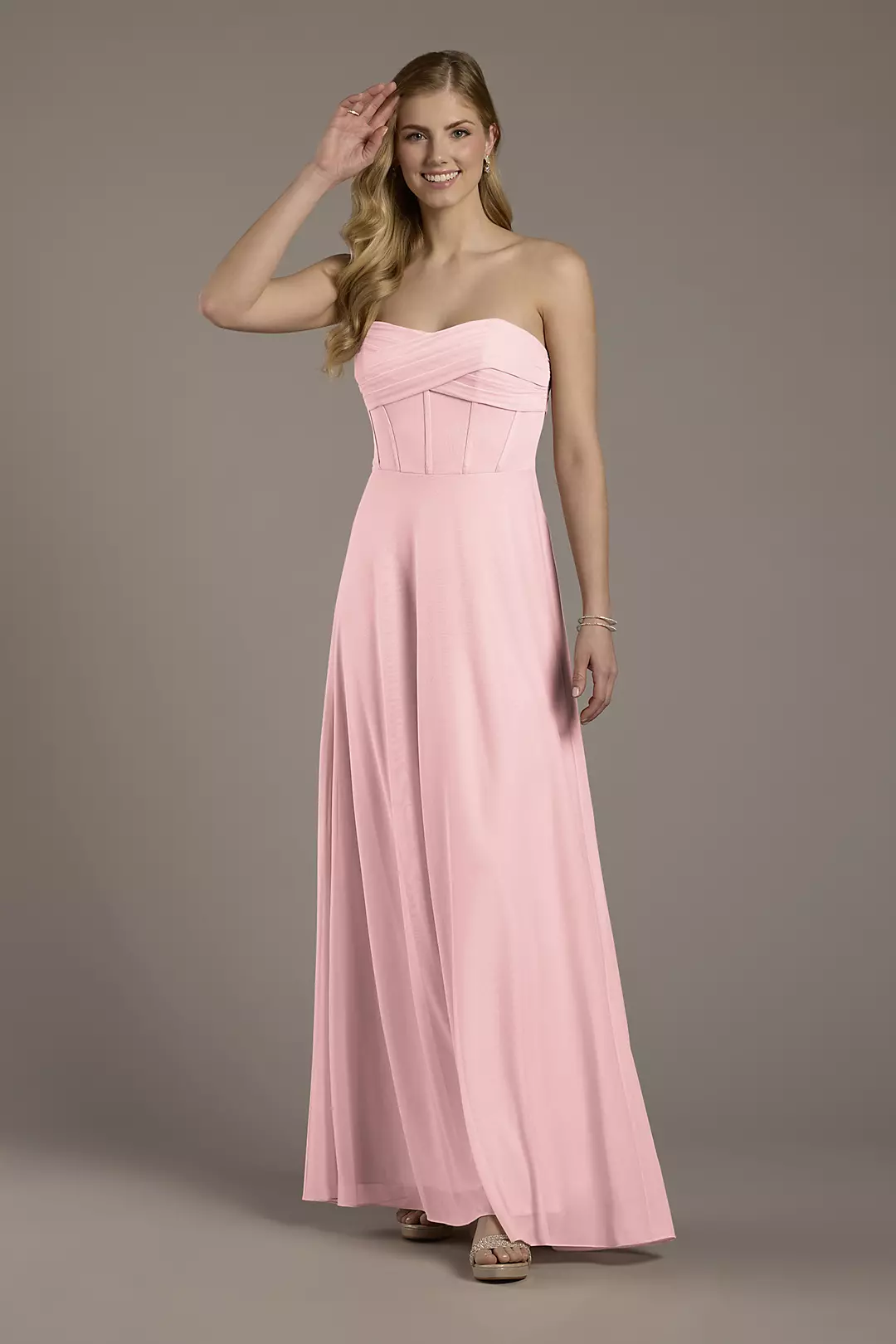 Mesh Twist Bodice Corset A-Line Dresses - XNAUWBI