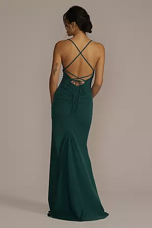 Stretch Crepe Cowl Neck Strappy Dresses - XNAUWBI