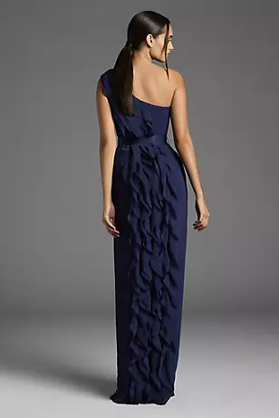 White by Vera Wang Ruffled One-Shoulder Dresses - XNAUWBI