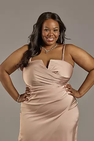 Matte Satin V-Notch Midi Dresses - XNAUWBI