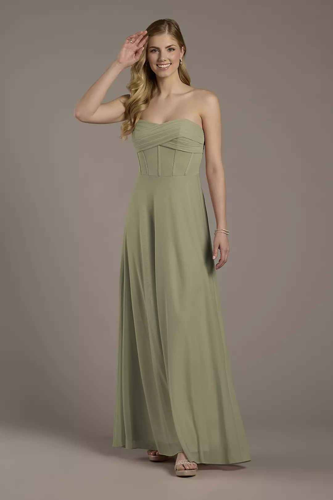 Mesh Twist Bodice Corset A-Line Dresses - XNAUWBI