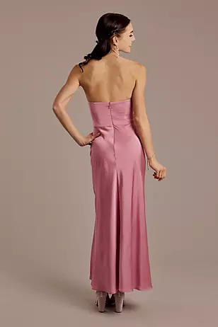 Strapless Double Cutout A-Line Ankle-Length Mate Satin Dresses - XNAUWBI