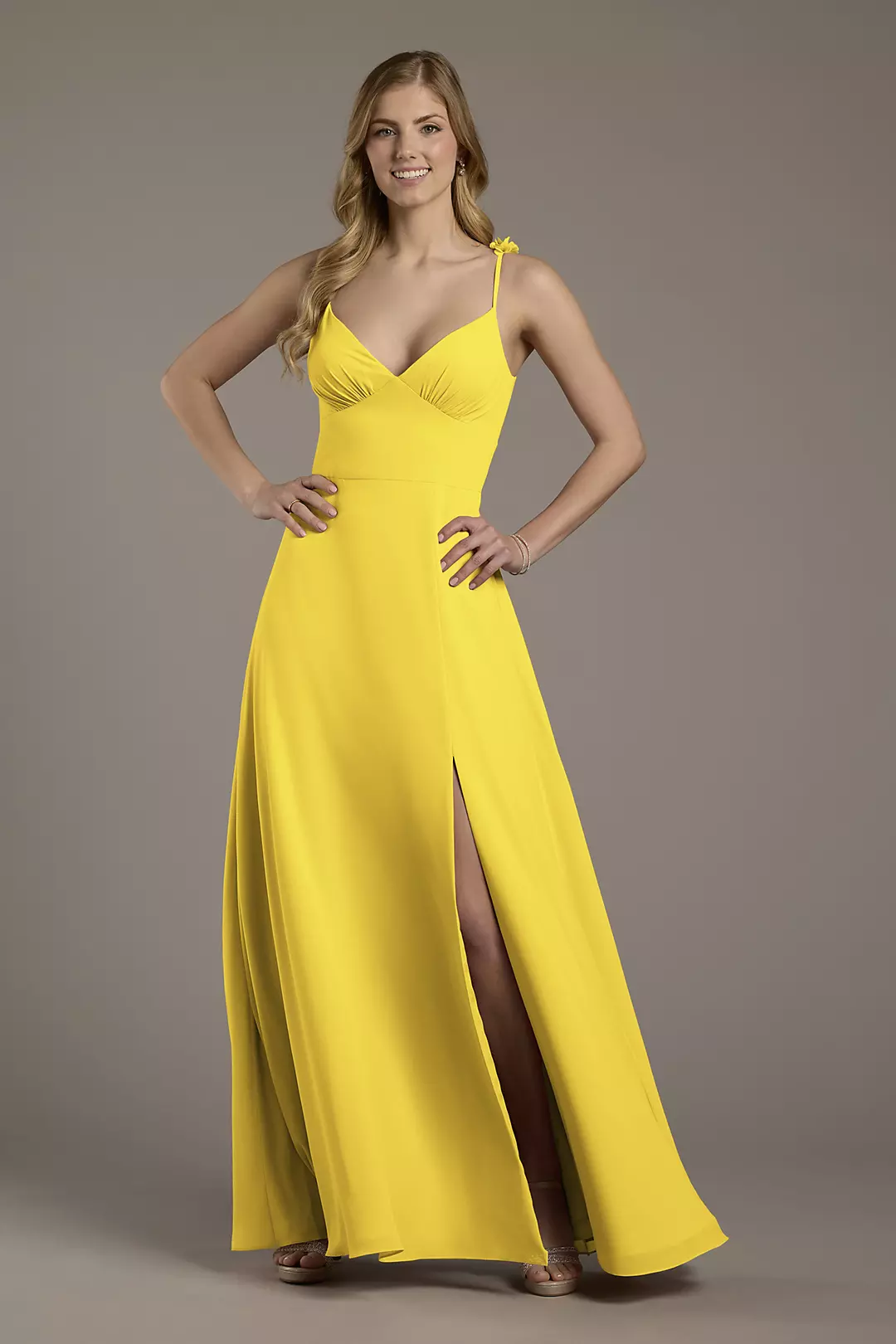 Chiffon A-Line Dress with Flower Straps Dress - XNAUWBI