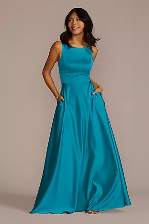 Matte Satin Sleeveless Boatneck Dresses - XNAUWBI