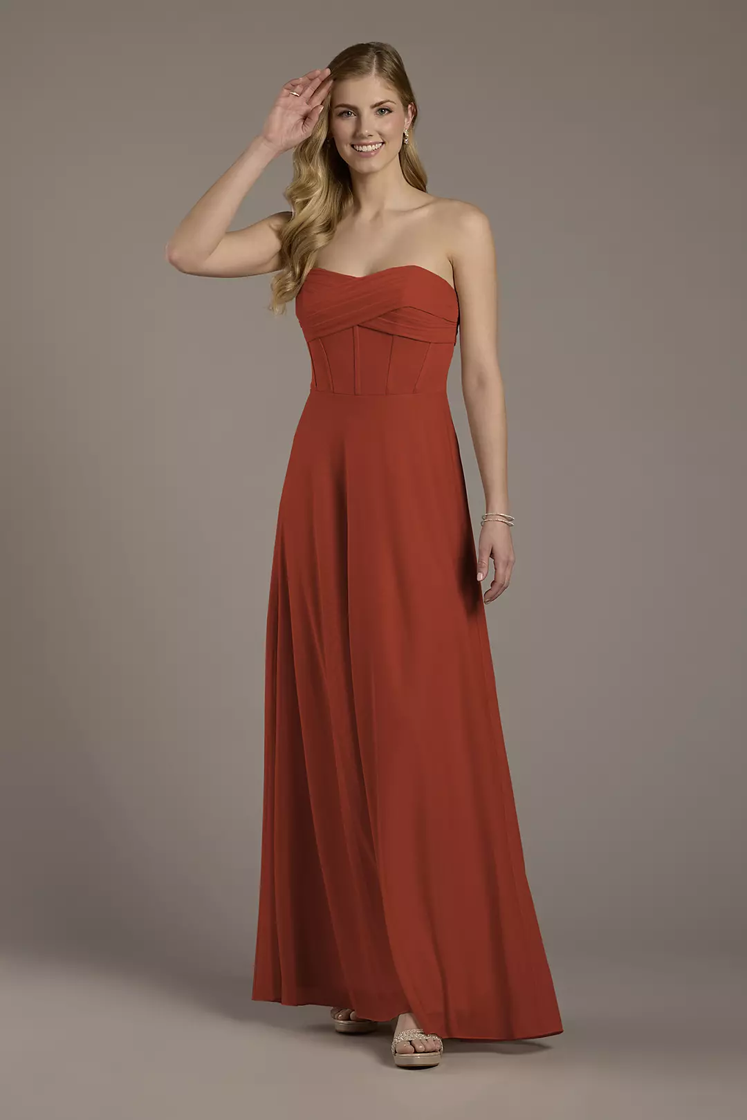 Mesh Twist Bodice Corset A-Line Dresses - XNAUWBI