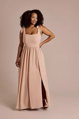 Chiffon Tie Strap Tank A-Line Dresses - XNAUWBI