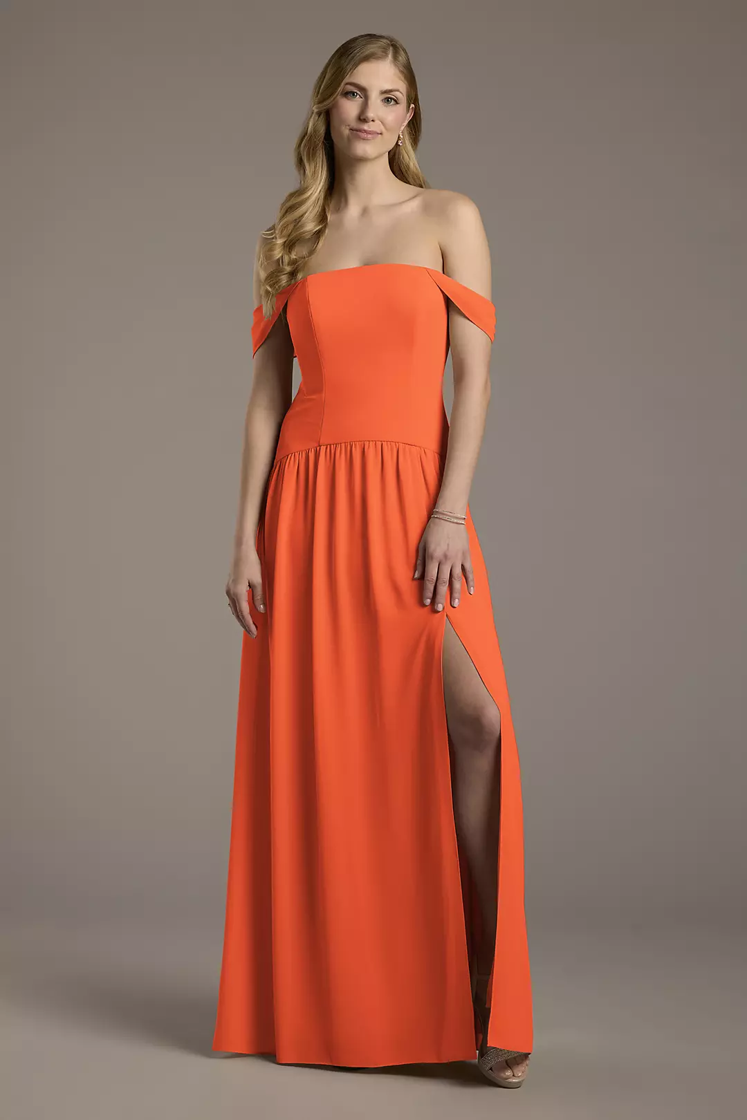 Chiffon Curved Drop Waist Off-the-Shoulder Dresses - XNAUWBI