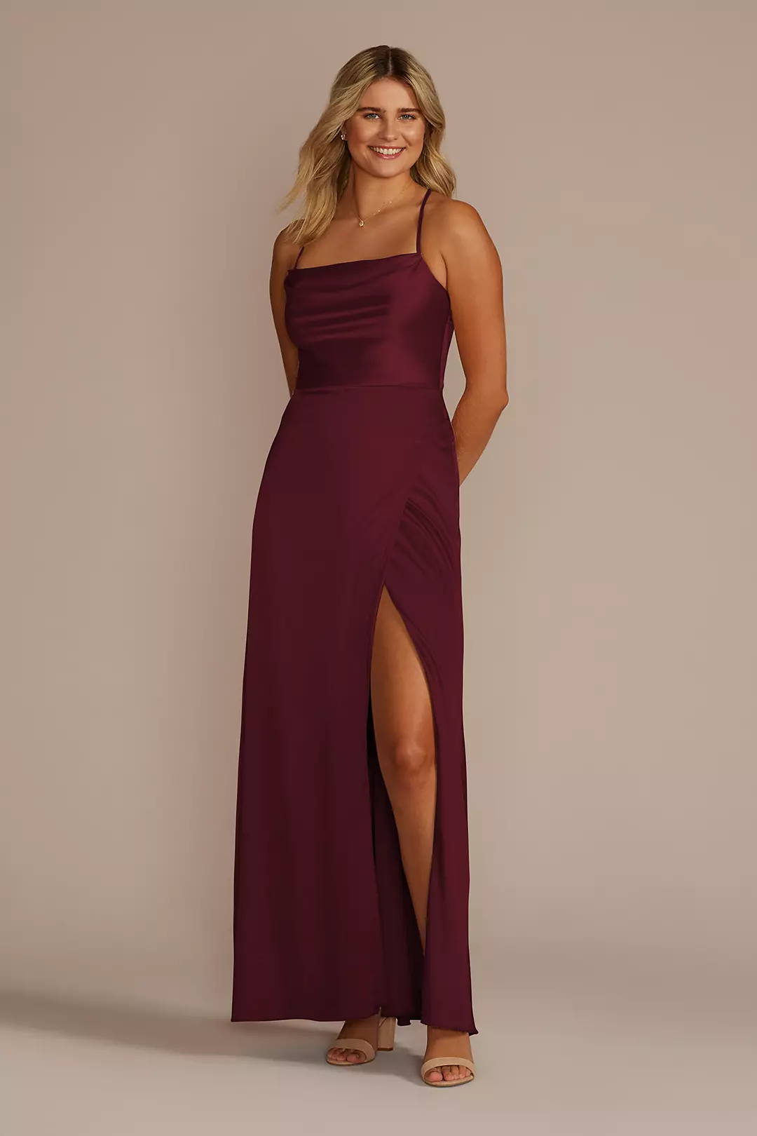 Stretch Charmeuse Cowl Neck Dresses - XNAUWBI