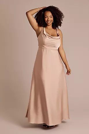 Matte Satin Cowl Neck Tie Back Dresses - XNAUWBI