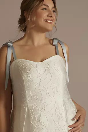 Short Jacquard A-Line Floral Dress with Removable Straps Dress - XNAUWBI