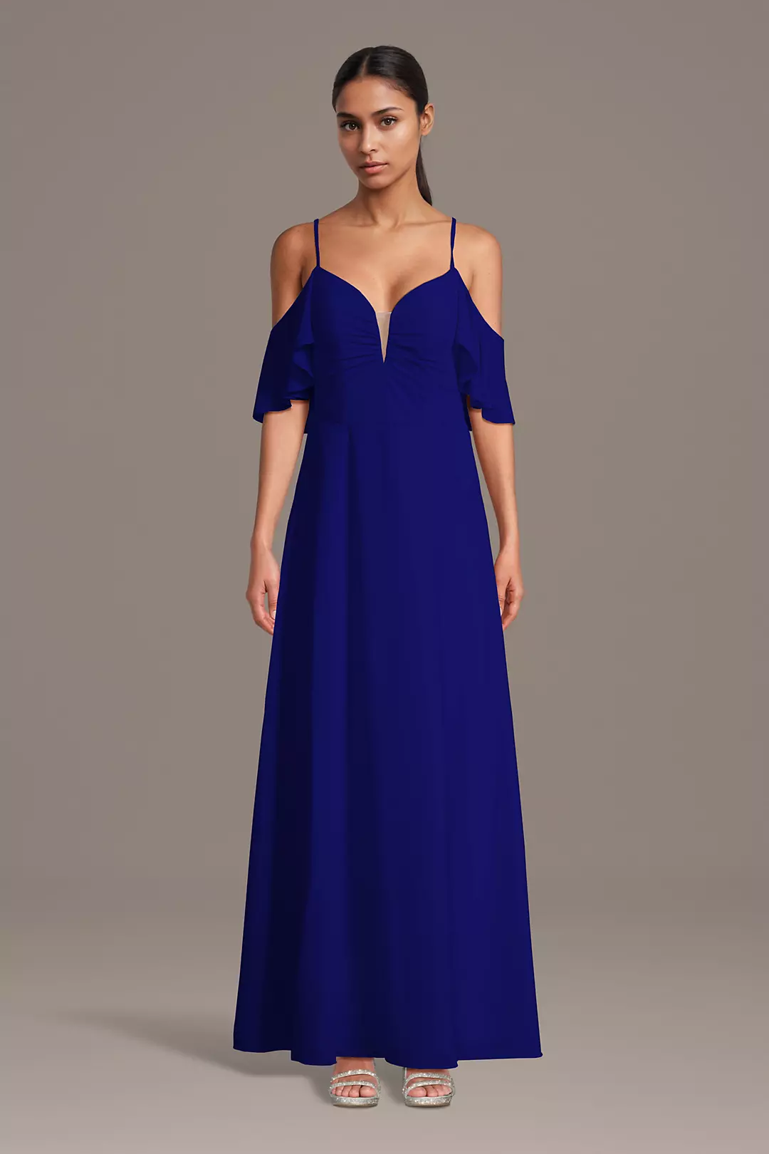 Chiffon Off-Shoulder Notch Neck A-Line Dresses - XNAUWBI
