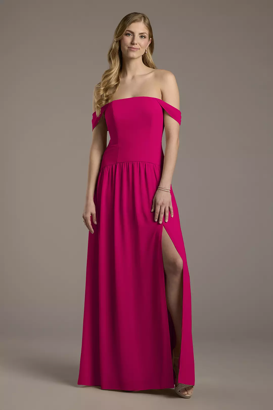 Chiffon Curved Drop Waist Off-the-Shoulder Dresses - XNAUWBI