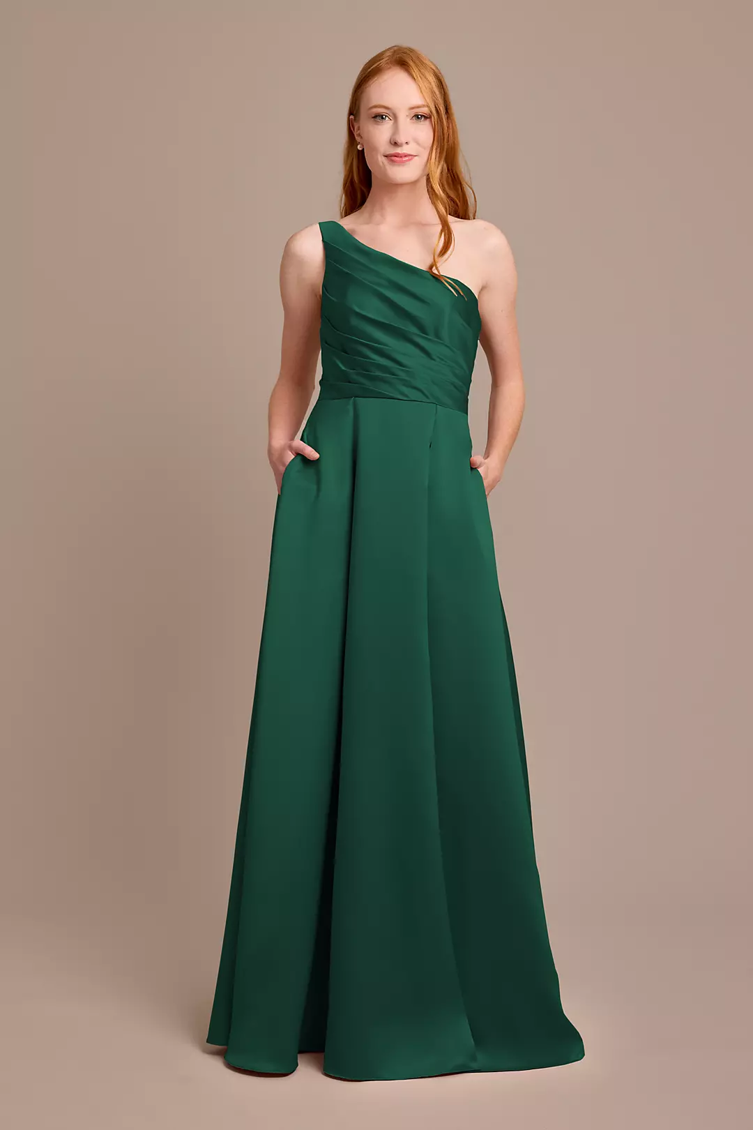 Matte Satin One-Shoulder A-Line Pleated Dresses - XNAUWBI