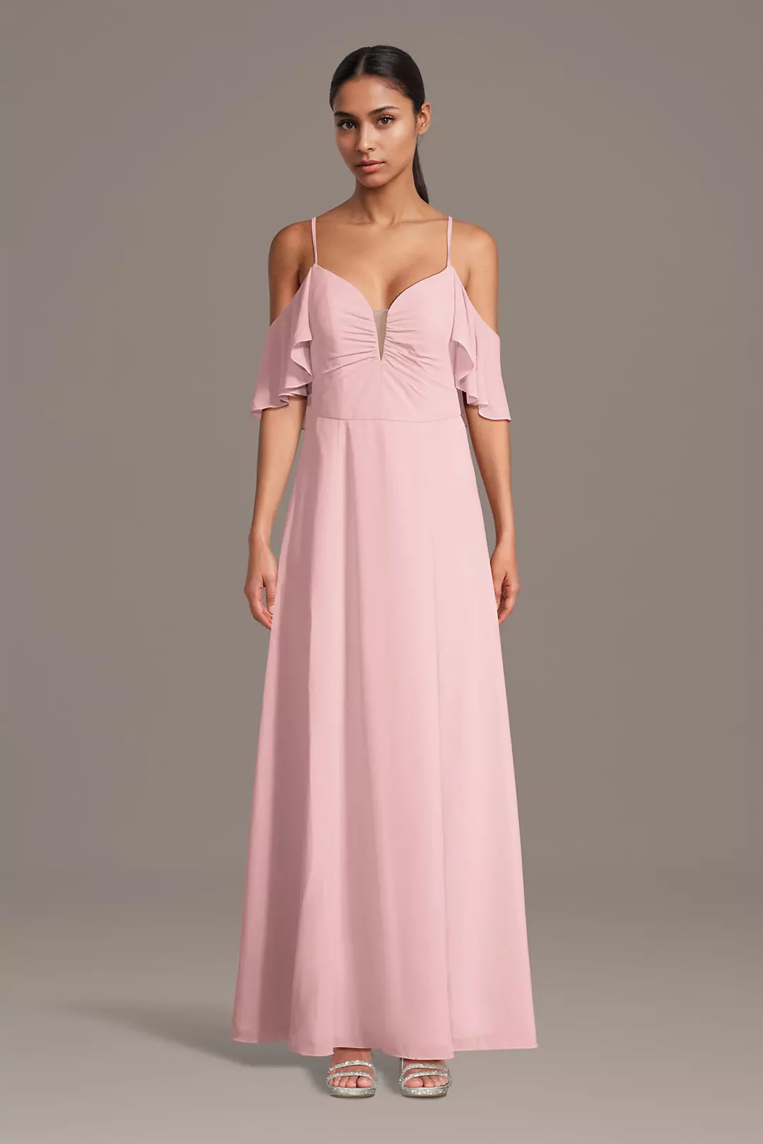 Chiffon Off-Shoulder Notch Neck A-Line Dresses - XNAUWBI