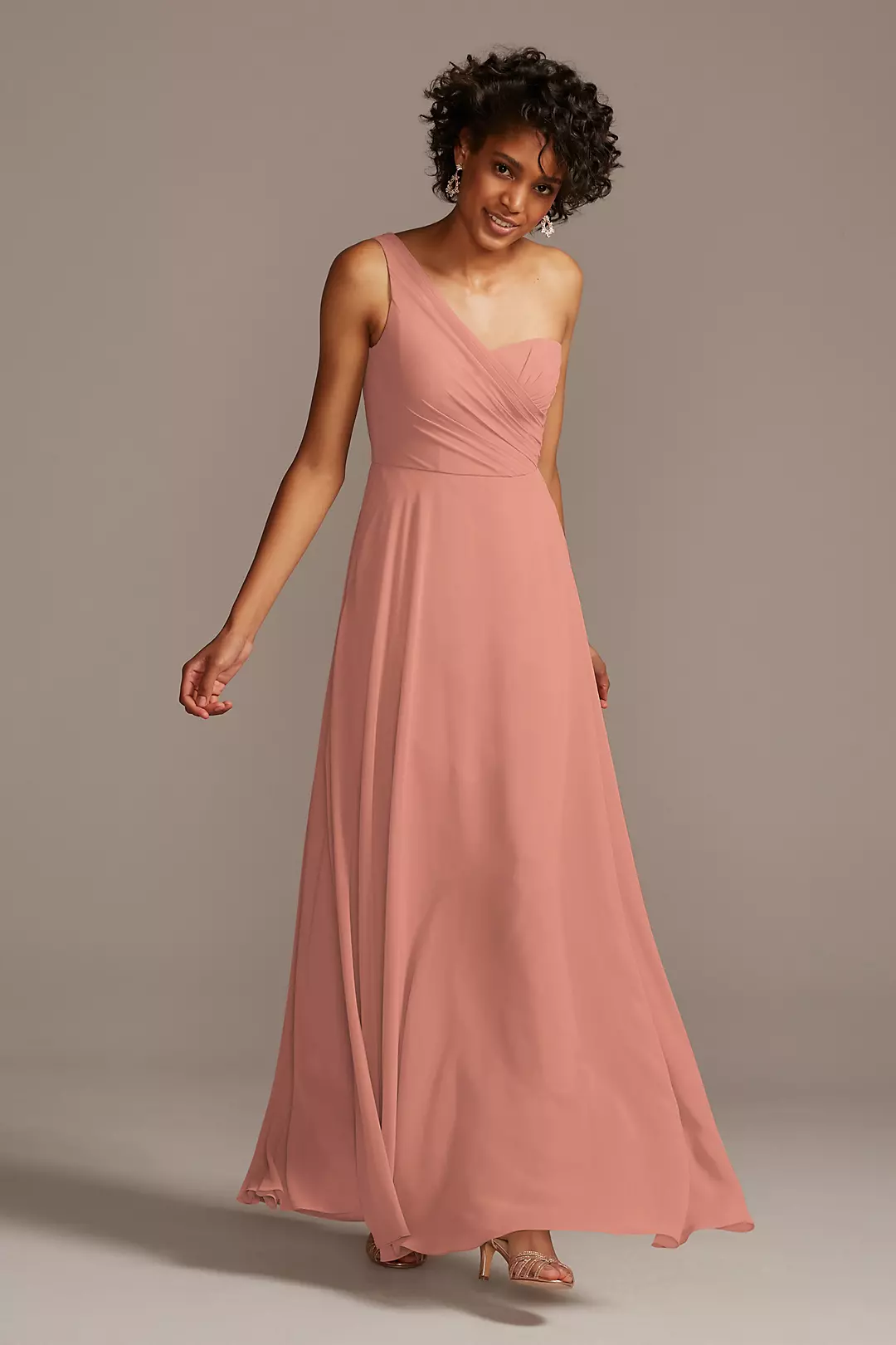 Full Skirt Chiffon Dress with One Shoulder Dress - XNAUWBI