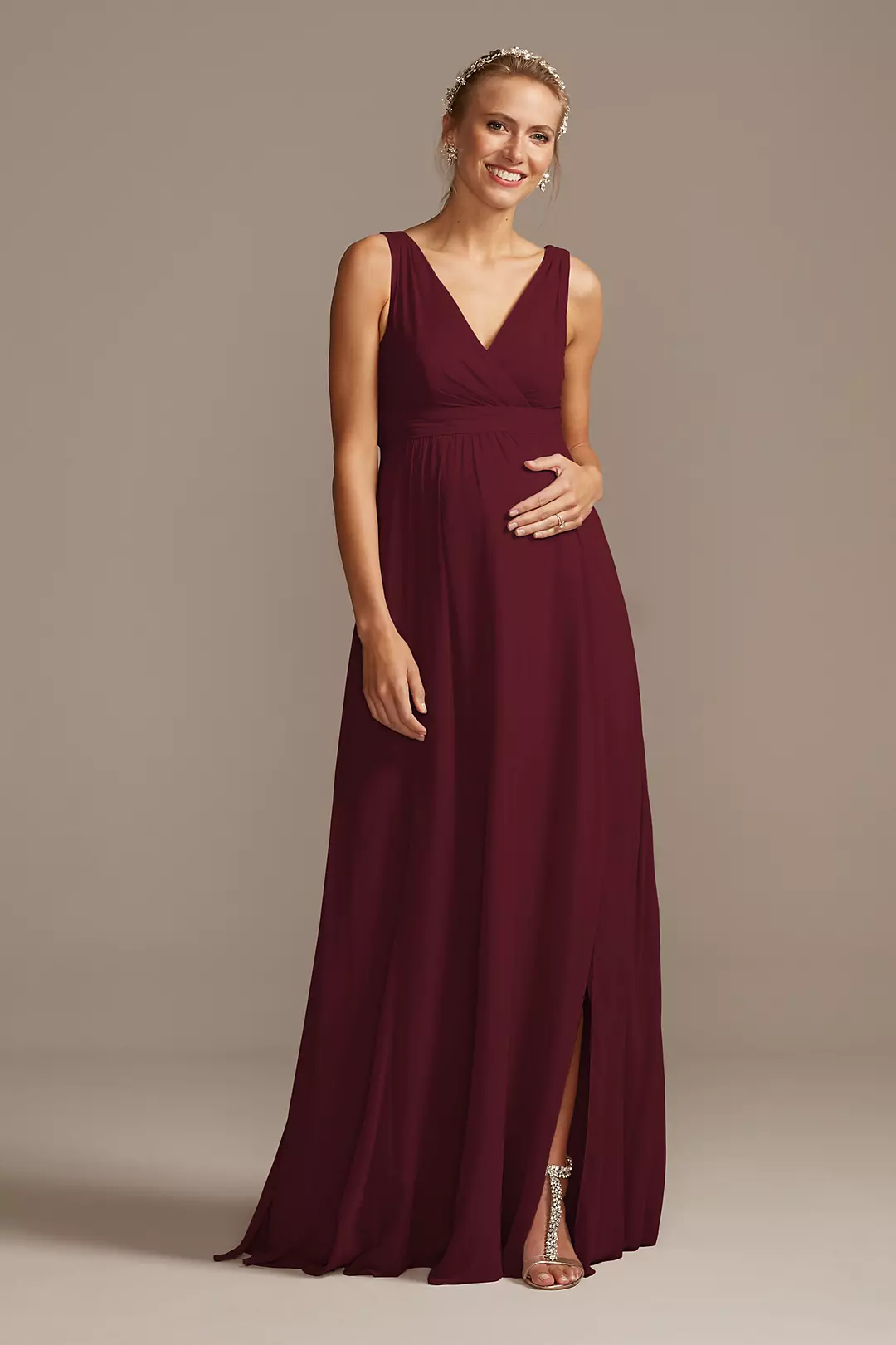 Pleated Tank Chiffon Maternity Dresses - XNAUWBI