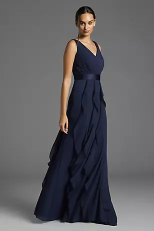 White by Vera Wang Ruffled Surplice Bodice Dresses - XNAUWBI