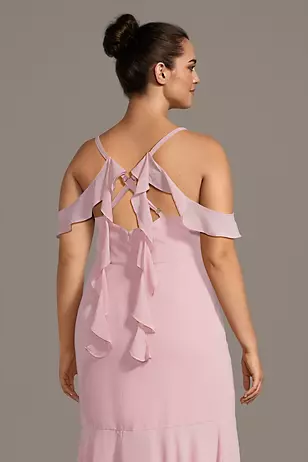 Ruffle Hem Off Shldr Chiffon Dress - XNAUWBI