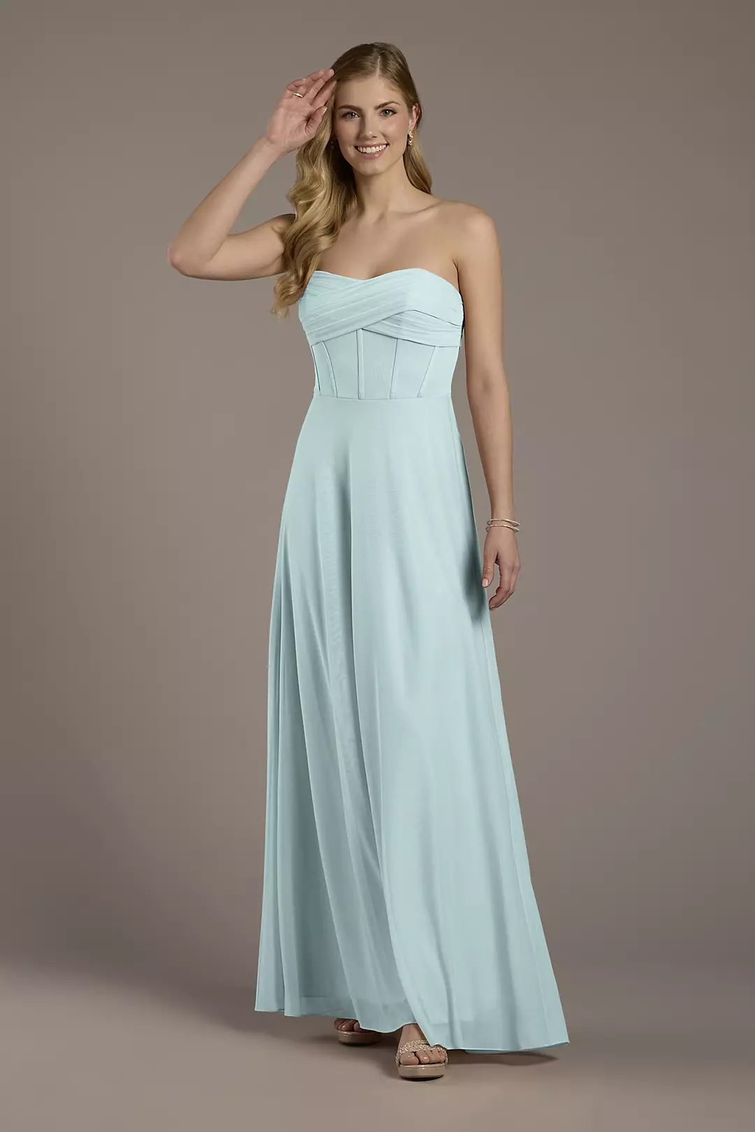 Mesh Twist Bodice Corset A-Line Dresses - XNAUWBI