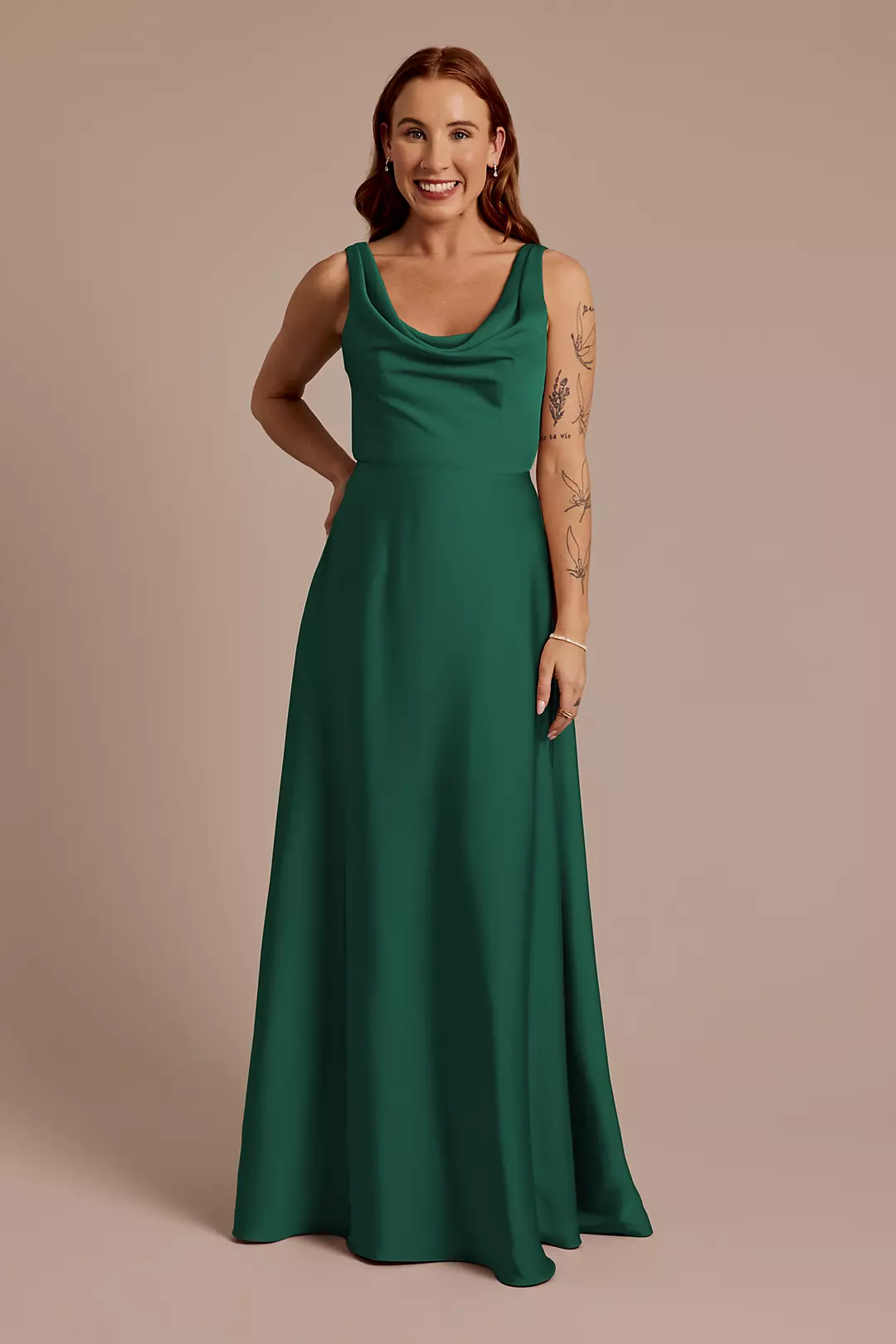 Matte Satin Cowl Neck Tie Back Dresses - XNAUWBI