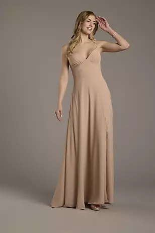 Chiffon A-Line Dress with Flower Straps Dress - XNAUWBI