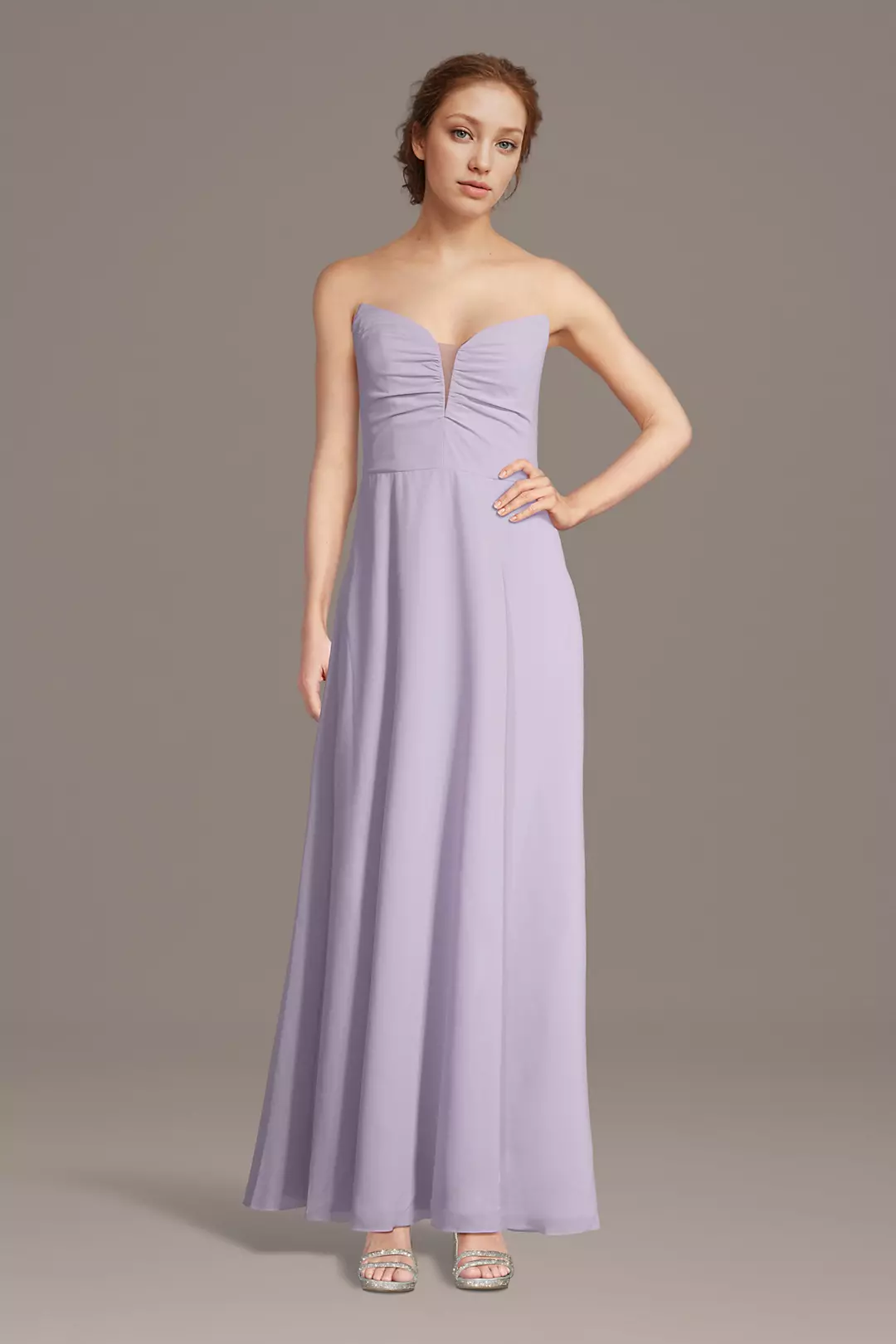 Strapless Chiffon Notch Neck A-Line Dresses - XNAUWBI