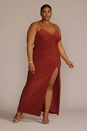 Spaghetti Strap Ruched Stretch Jersey Dresses - XNAUWBI