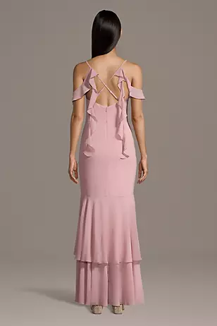 Ruffle Hem Off Shldr Chiffon Dress - XNAUWBI