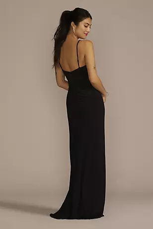 Asymmetrical Cowl Neck Jersey Sheath Dress - XNAUWBI