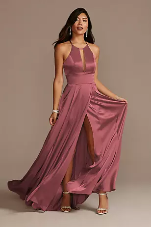 Charmeuse Keyhole Crisscross Back Dress - XNAUWBI