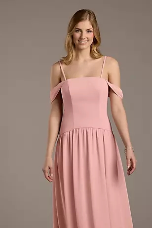 Chiffon Curved Drop Waist Off-the-Shoulder Dresses - XNAUWBI