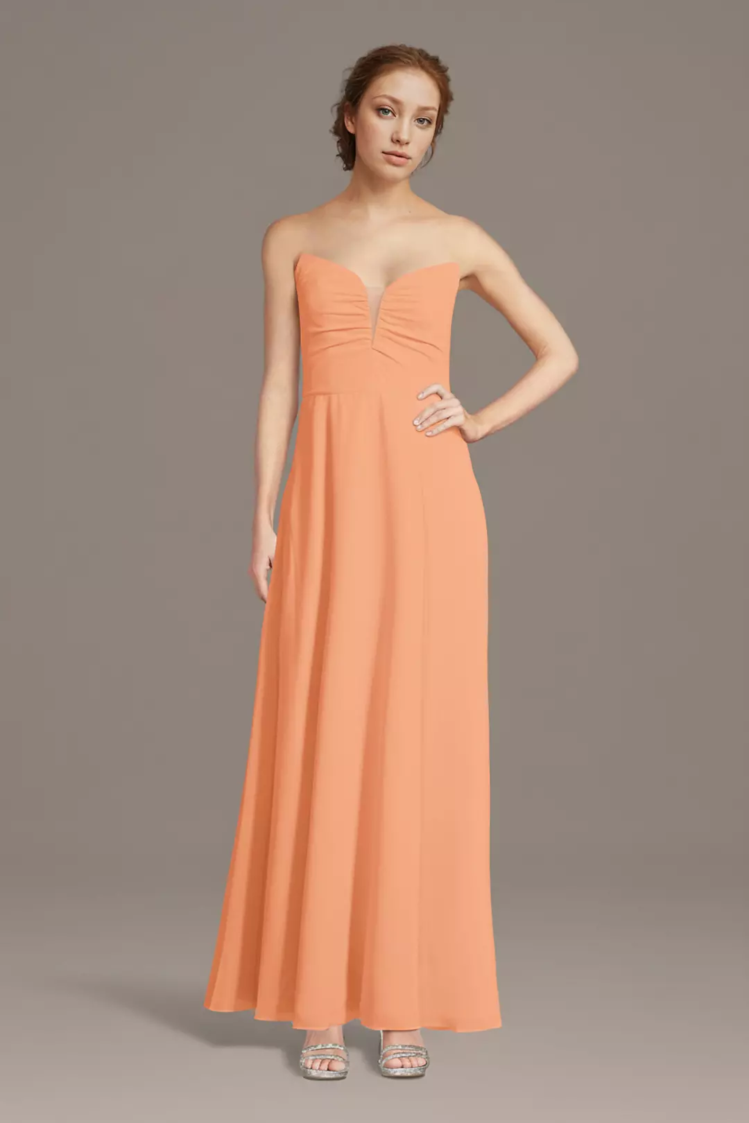 Strapless Chiffon Notch Neck A-Line Dresses - XNAUWBI
