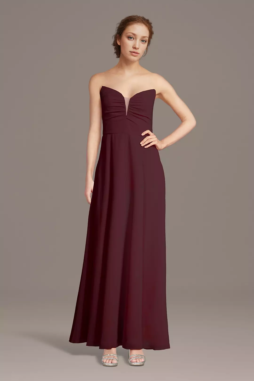 Strapless Chiffon Notch Neck A-Line Dresses - XNAUWBI