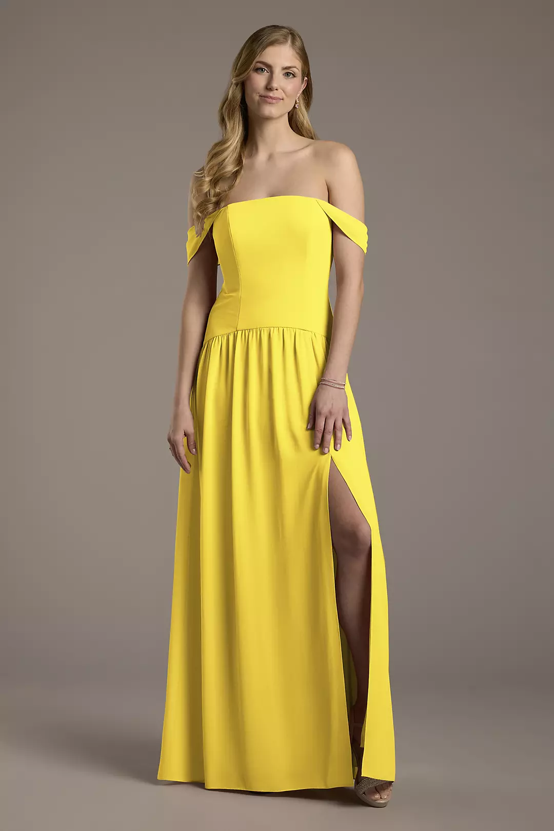 Chiffon Curved Drop Waist Off-the-Shoulder Dresses - XNAUWBI