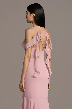 Ruffle Hem Off Shldr Chiffon Dress - XNAUWBI