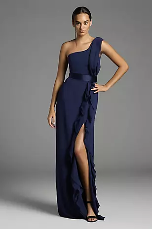 White by Vera Wang Ruffled One-Shoulder Dresses - XNAUWBI